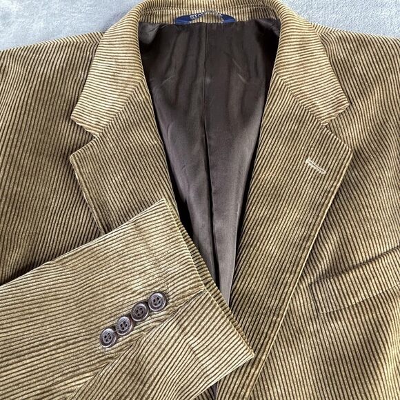 Stafford Blazer Mens 48L Brown Corduroy Two Button Notch Lapel Sport Coat Lined - Picture 11 of 12